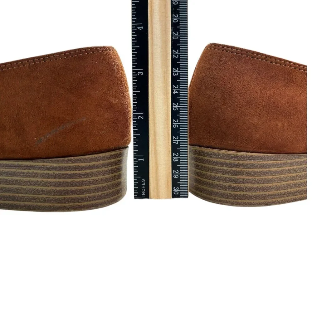 American Eagle Cognac Brown Suede Zip Loafer Booties Womens Size 8 Dara